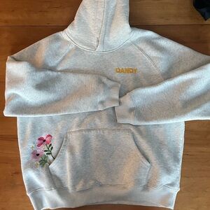 Gray Hoodie with Floral Embroidery